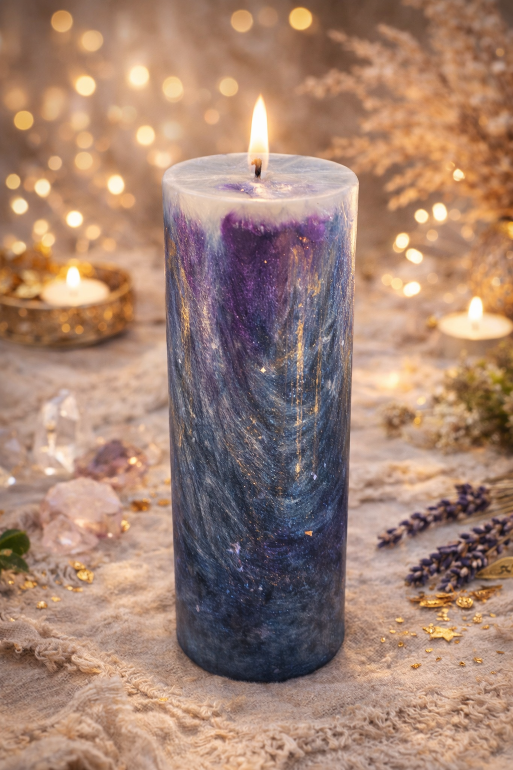 Rituální svíčka Vesmírná hojnost pro prosperitu a manifestaci abundance